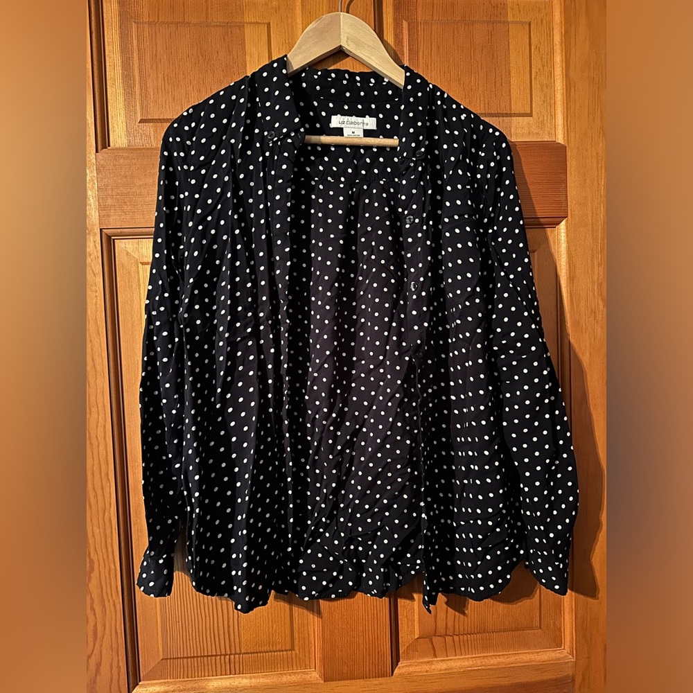 Liz Claiborne Navy Polka Dot Blouse